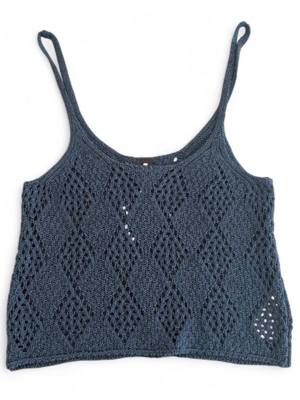 Free People blue crochet tank top